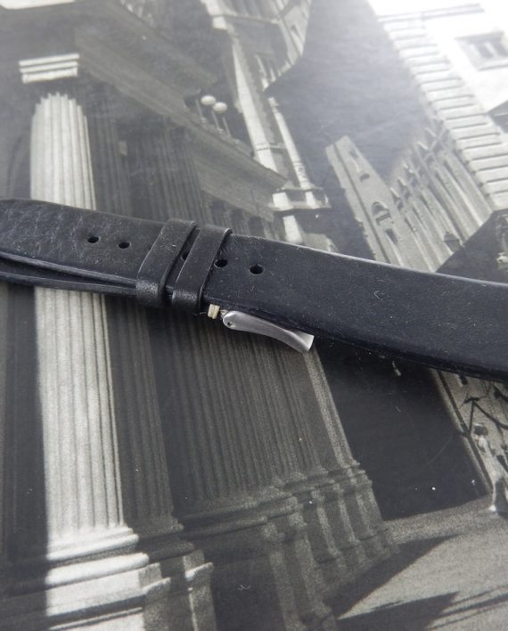 Black hand made vintage leather strap – 20mm, buckle 16mm