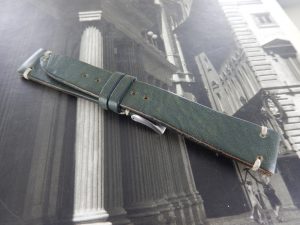 British racing green hand made leather strap