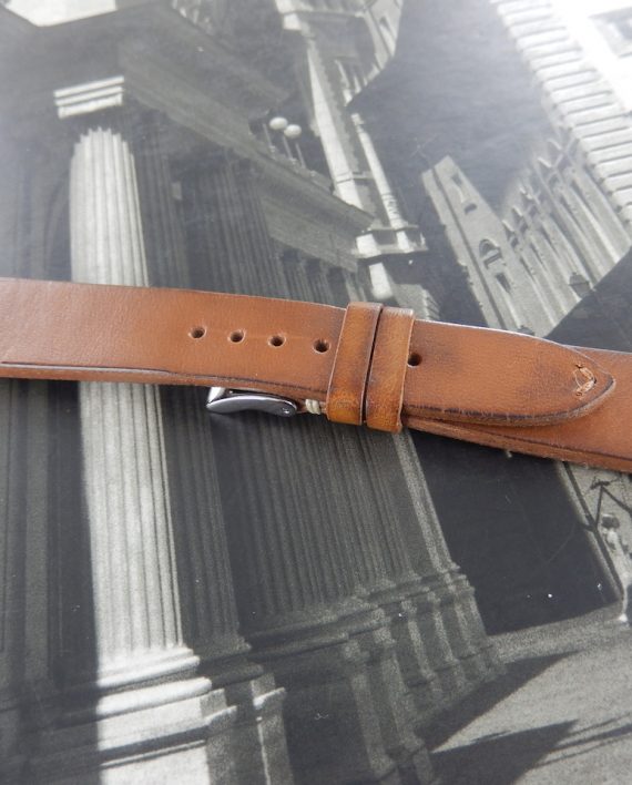 Brown hand made vintage leather strap – 20mm, buckle 16mm