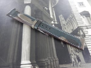 Camo grey:green hand made leather strap – 20mm, buckle 16mm