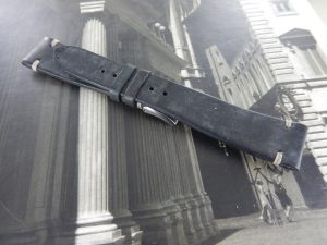 Dark grey vintage hand made leather strap – 20mm, buckle 16mm