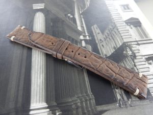 Brown printed leather hand made strap – 20mm, buckel 16mm